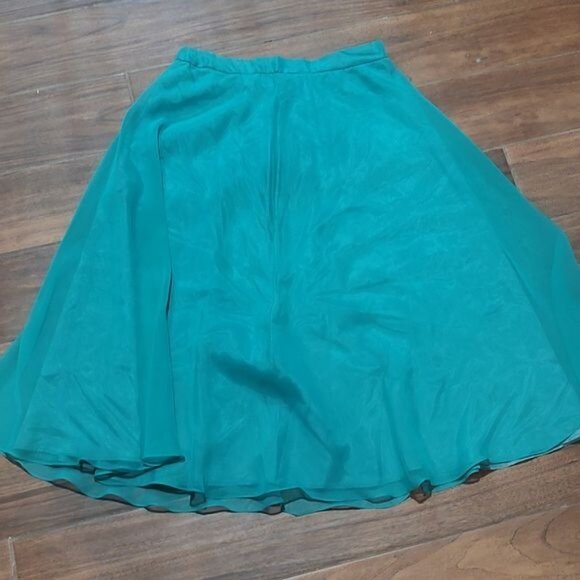 Vintage Michael Marcella 14 teal blue matching set skirt bow tulle - Picture 7 of 8